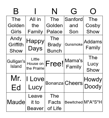 Classic TV Shows Bingo Card
