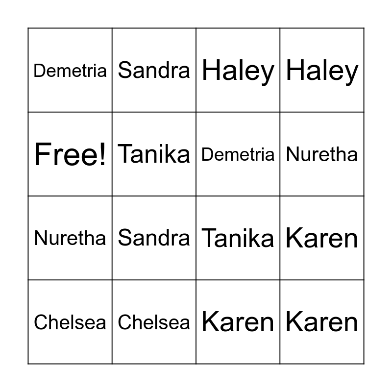 GUESS WHO Bingo Card