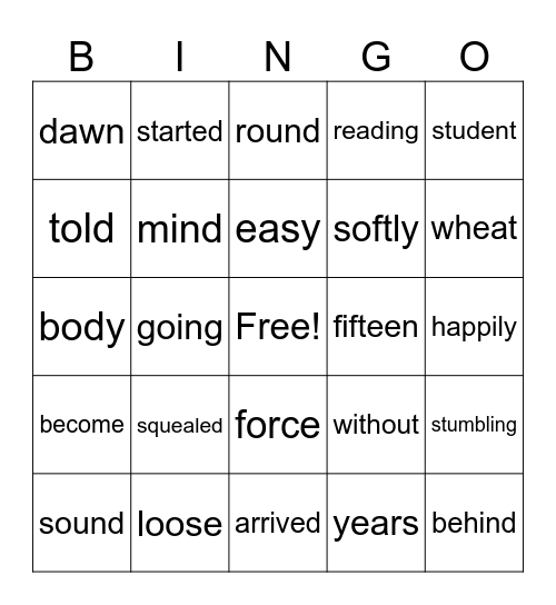 3rd Grade Bingo Card