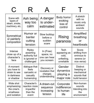 Alien (1979) Bingo Card