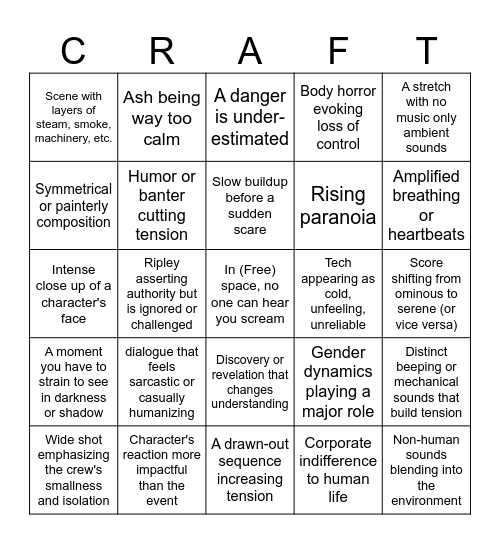 Alien (1979) Bingo Card