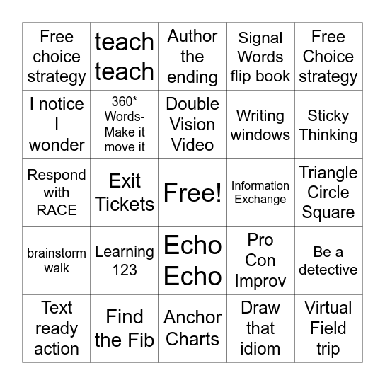 Ellevation Bingo Card