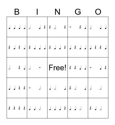 Rhythm Bingo Card