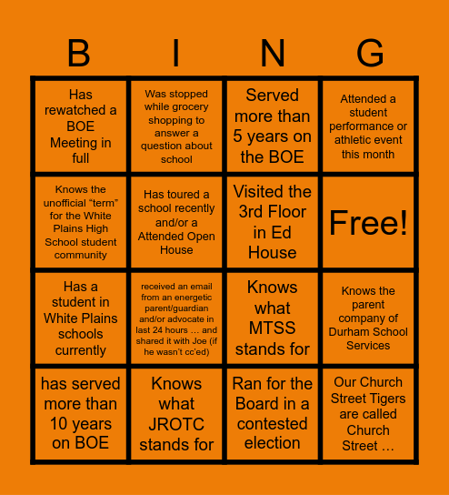 BOE Bingo! Bingo Card
