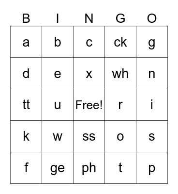 Sound Family Bingo Card