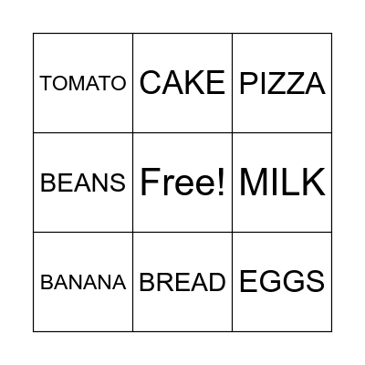BINGO TIME: FOODS!! Bingo Card