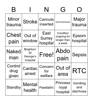 Night shift bingo Card