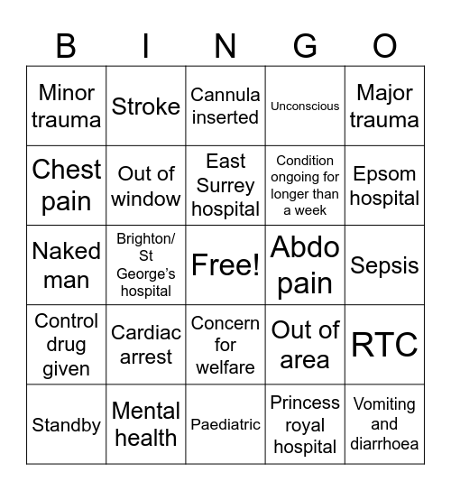 Night shift bingo Card