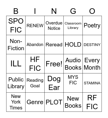 Library Lingo Bingo Card
