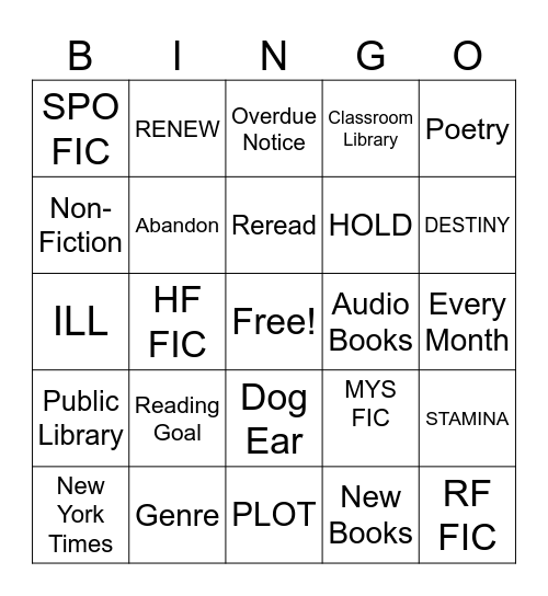 Library Lingo Bingo Card