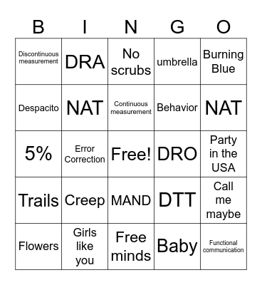 Music & ABA Bingo Card