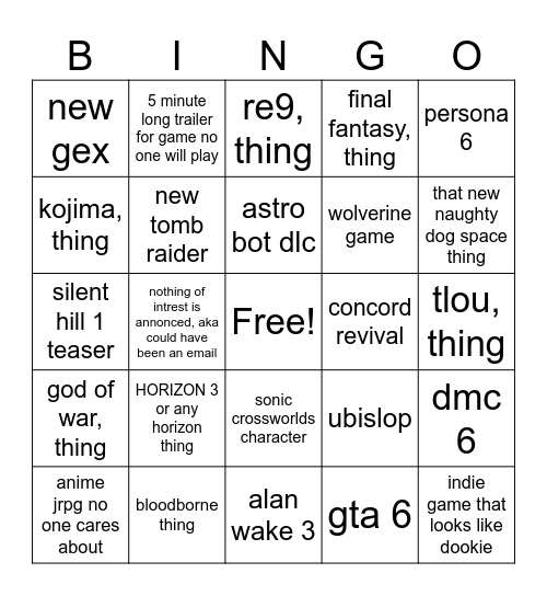 state of play crashout Bingo Card