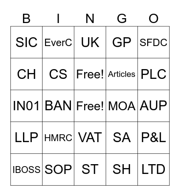 UK Payments Bingo Card