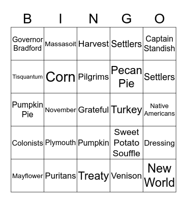 Thanksgiving Bingo Card