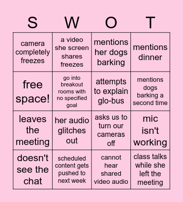 Dr. Powers Bingo Card