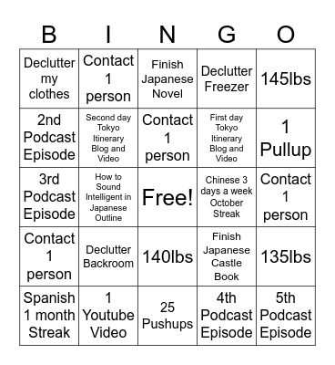 2025 Remainder Bingo Card