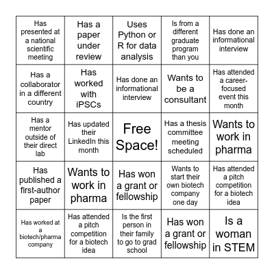 Biotech BINGO Card