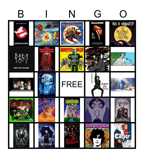 Halloween Audio Visual Bingo 5x5 Bingo Card