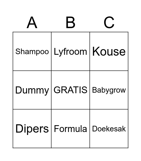 ZANDER BABA TEE Bingo Card