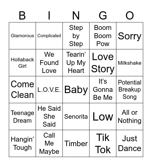 SIBINGO: 2000 & LATE Bingo Card
