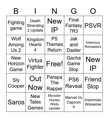 State of Play 2025 Bingo Card