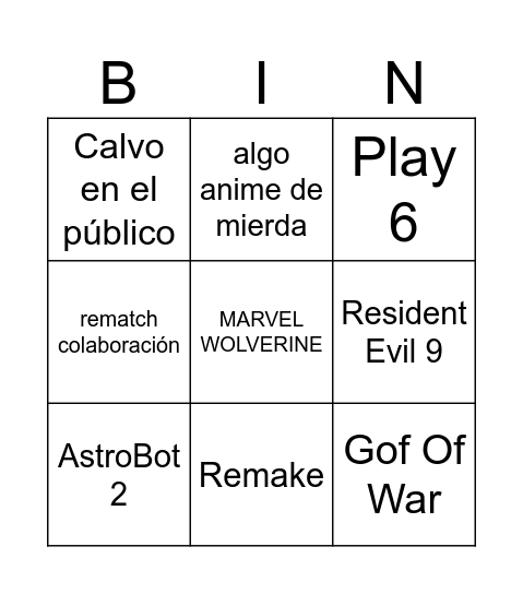 Untitled Bingo Card