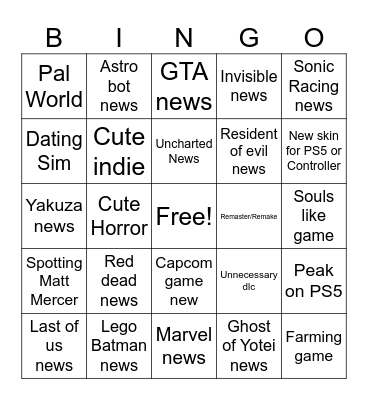 State of play September 2025 Bingo Card