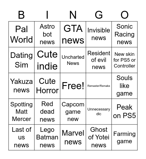 State of play September 2025 Bingo Card