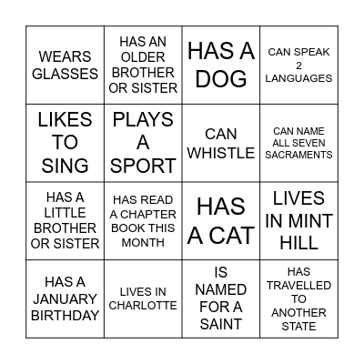 Know Each Other Bingo Card