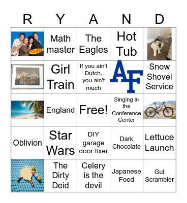 Ryan hits 50! Bingo Card
