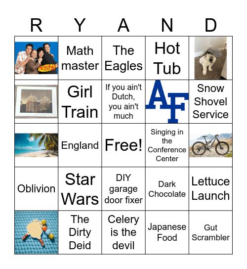 Ryan hits 50! Bingo Card