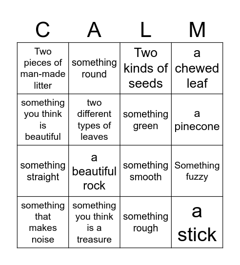 Mindful Hunt Bingo Card