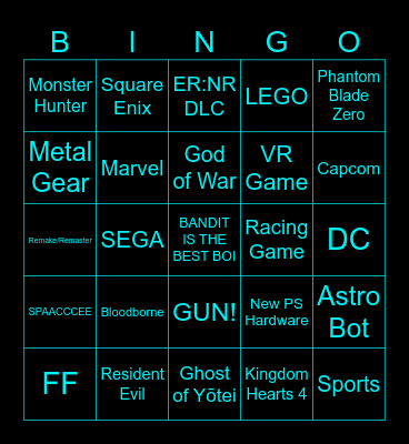 PlayStation State of Play 2025 Bingo Card