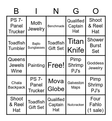 Shrimpfest Bingo Card