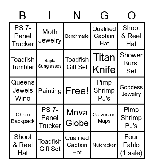 Shrimpfest Bingo Card