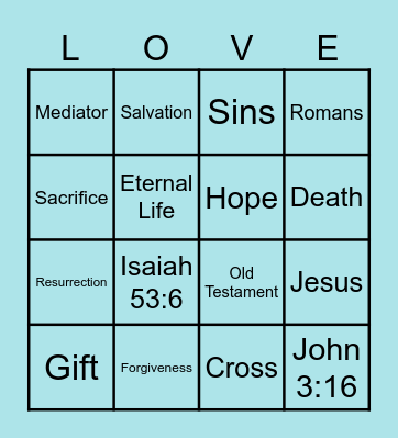Gods love for us Bingo Card