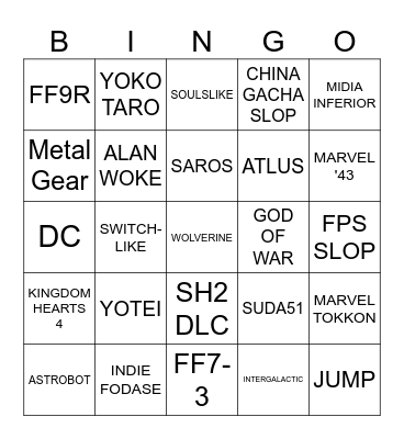 state of play Bingo Card