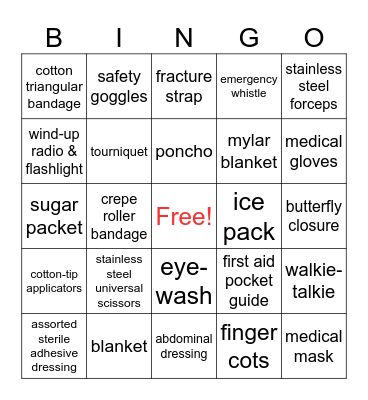 Safety Bingo Card