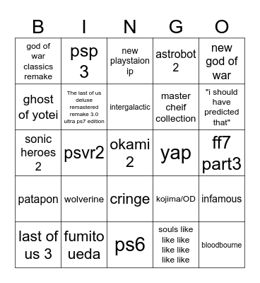 state of play 9.24.2025 Bingo Card