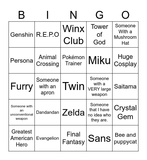 2025 FanX Bingo Card