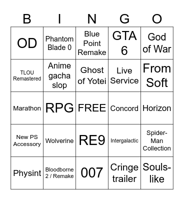 State of Play - September 2025 Bingo Card