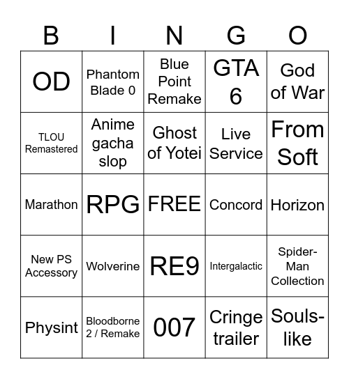 State of Play - September 2025 Bingo Card