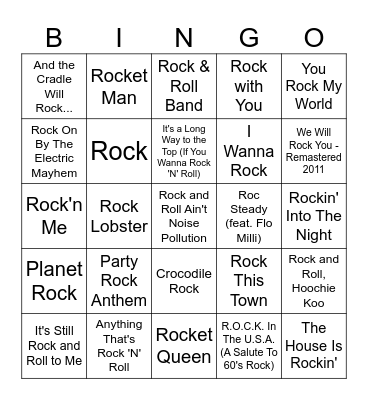 Rockin Bingo Card
