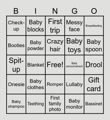 Baby Bingo Card