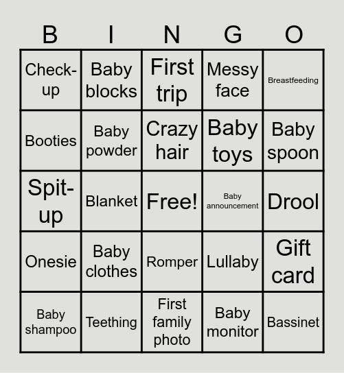 Baby Bingo Card