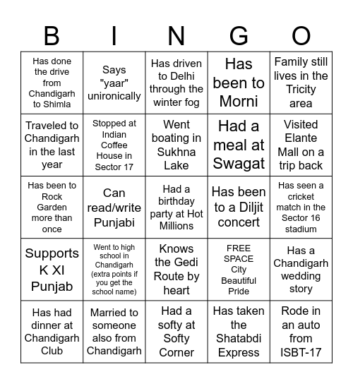 Networking Bingo Card