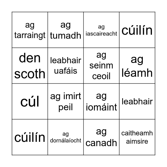 Caitheamh aimsire Bingo Card