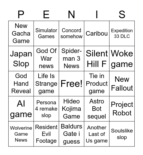 eat my jorts Bingo Card