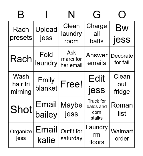 Thurfrisate Bingo Card