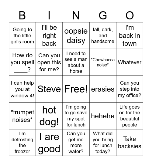 Patty Said what.. Bingo Card